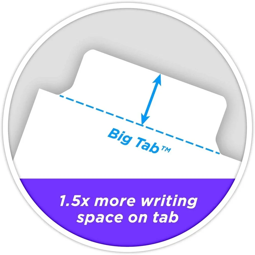 Avery 23075 Big Tab Write & Erase Dividers 5-Tab White 10 Sets Bulk Pack